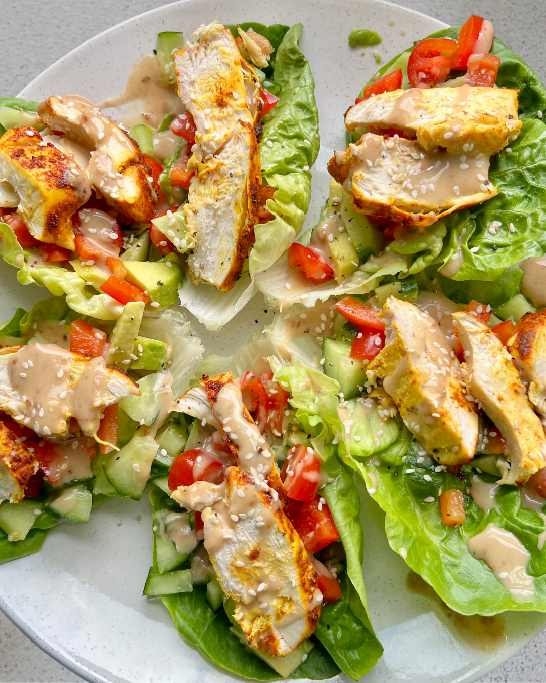 Collagen Chicken Lettuce Cups with Tahini Drizzle